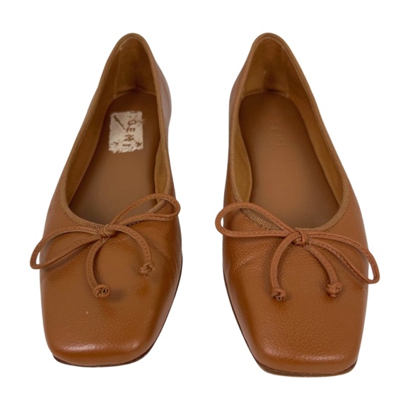 M. Gemi Danza Brown Tan Leather Square Toe Ballet Flat Handmade in Italy Size 38 - Picture 2 of 10